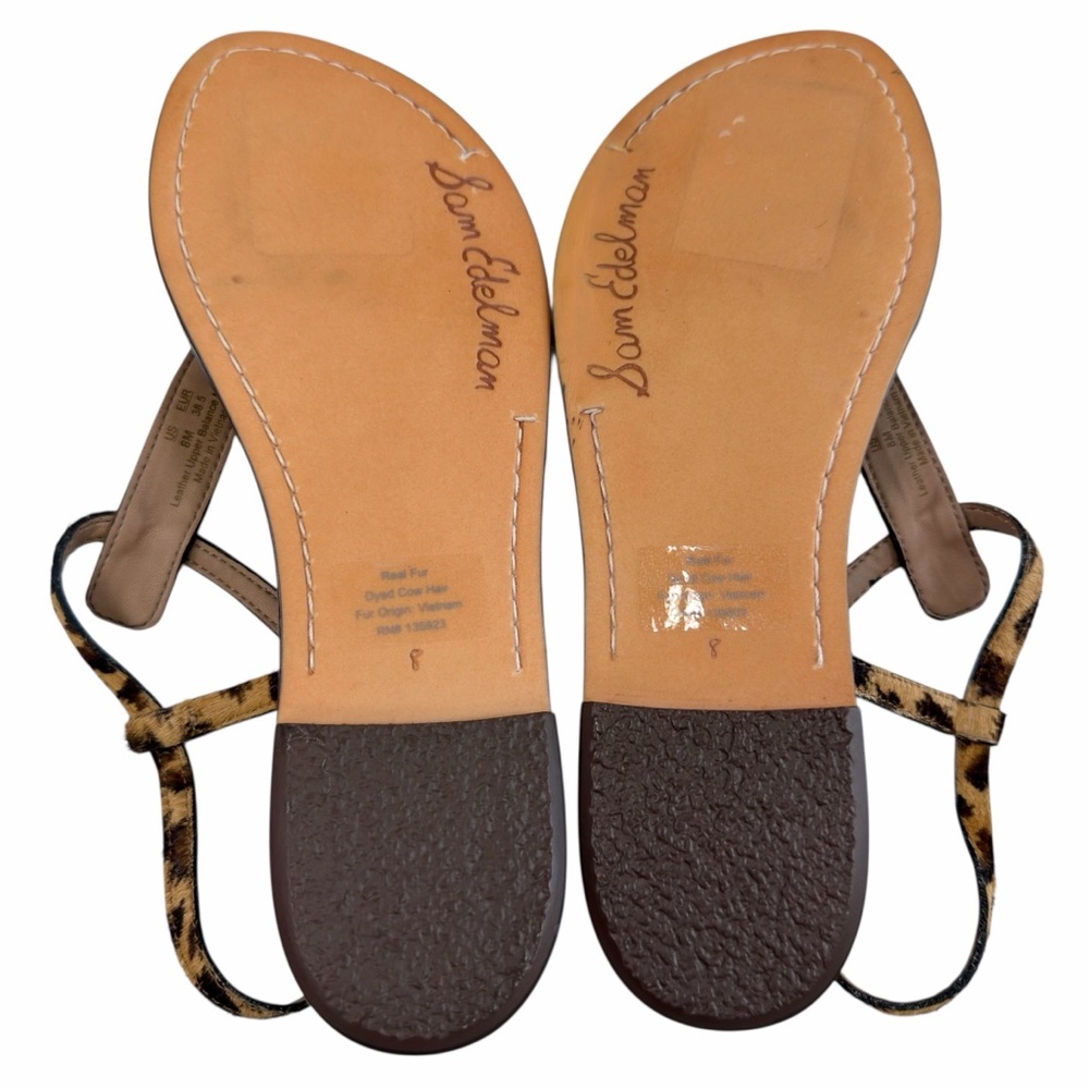 Sam Edelman Gigi Thong Flat Sandals in Leopard Brahma Hair Leather Size 8M - Picture 11 of 16